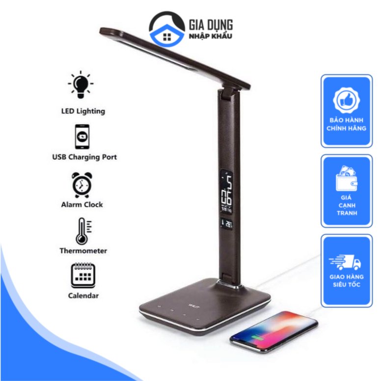 Đèn Chống Cận Wilit U13A, Đèn Bàn Học Sinh Kiêm Sạc Điện Thoại Không Dây, Đồng Hồ Báo Thức, Nhập Đức