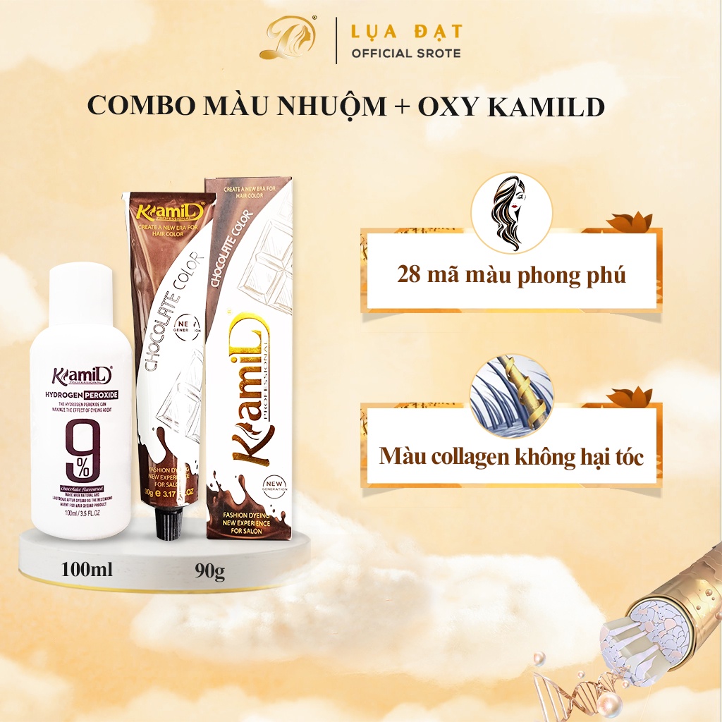 Set nhuộm tóc KamiLD màu LIGHT ĐỎ màu thời trang không cần tẩy mùi hương socola không khô tóc