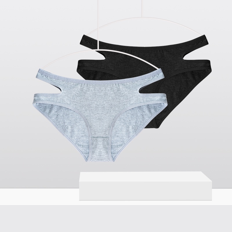 Quần lót ECMLN vải cotton lưng thấp màu sắc đơn giản cho nữ