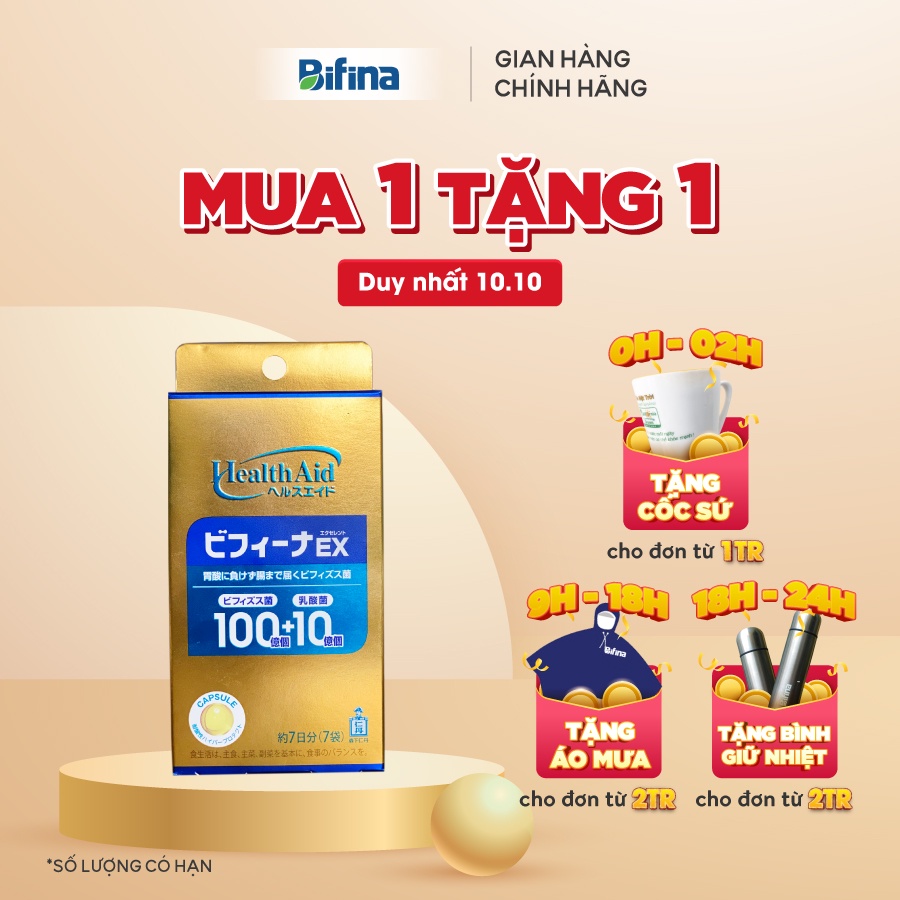 Men vi sinh Bifina Nhật Bản - Thoát ngay táo bón,tiêu chảy, loại EX hộp 7 gói