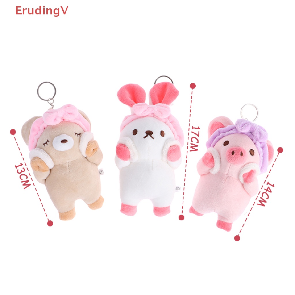 [ErudingV] Móc Khóa Búp Bê Thỏ / Heo / Gấu Nhồi Bông Mềm Mại Làm Quà Tặng Cho Bé