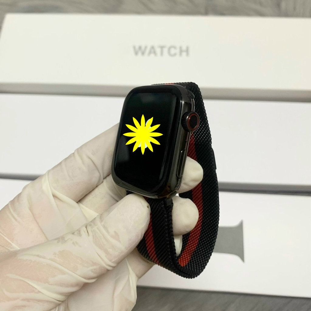 Đồng Hồ Thông Minh Logo Táo Seri 7 Khung Thép / Smart Watch Táo Thép / Thay Ảnh Nền - Nghe Gọi Bluetooth - BH 6 Tháng