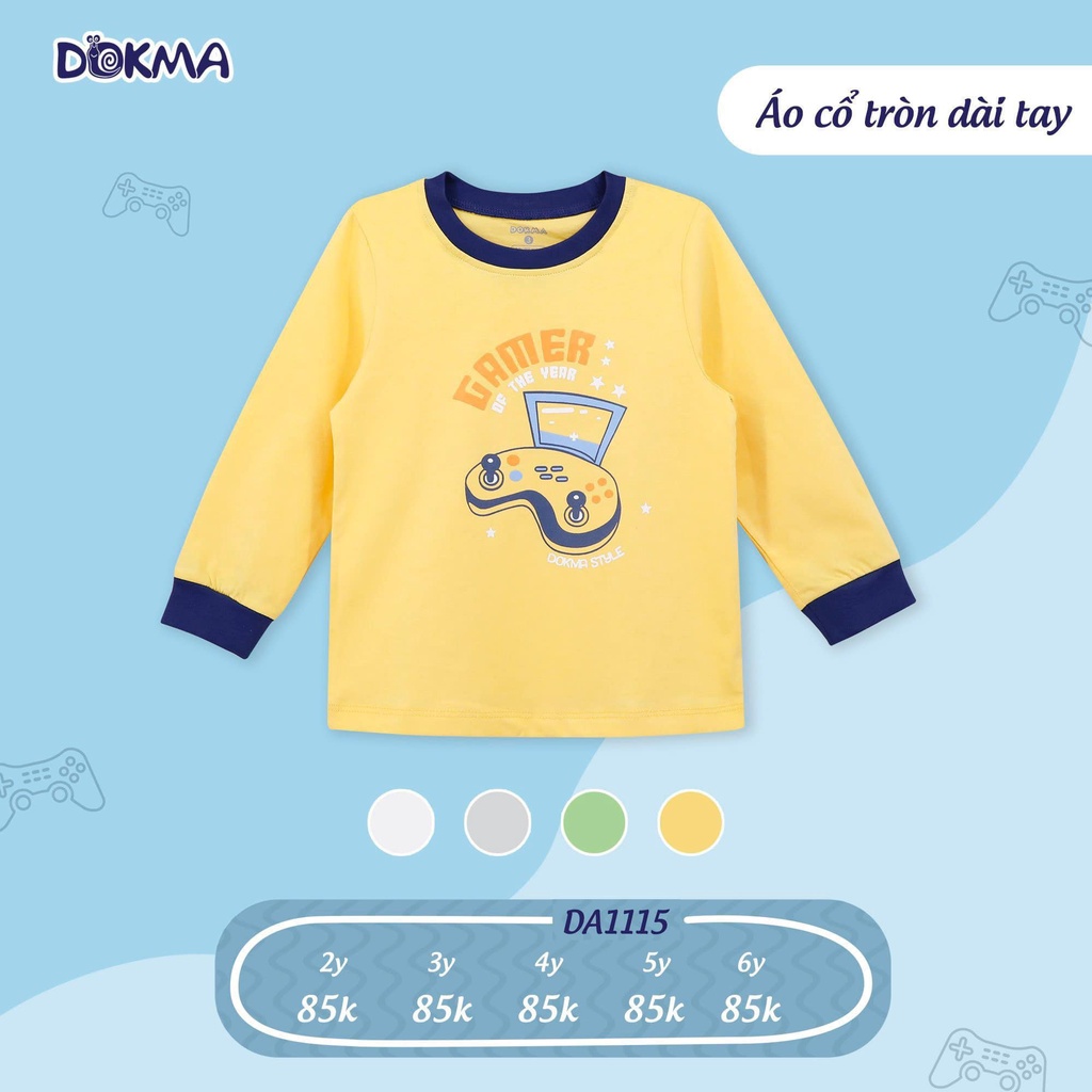 Áo dài tay cổ tròn bé Trai dokma DA1115 Size