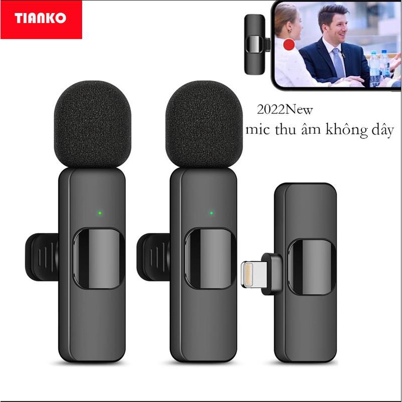 TIANKO Micro không dây cài ao lọc tiếng ồn 2022 mic thu âm cho phát trực tiếp trên youtube, facebook, tiktok video