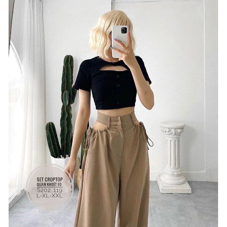 Sét Crop quần xuông Big Size (55kg đến 100kg)