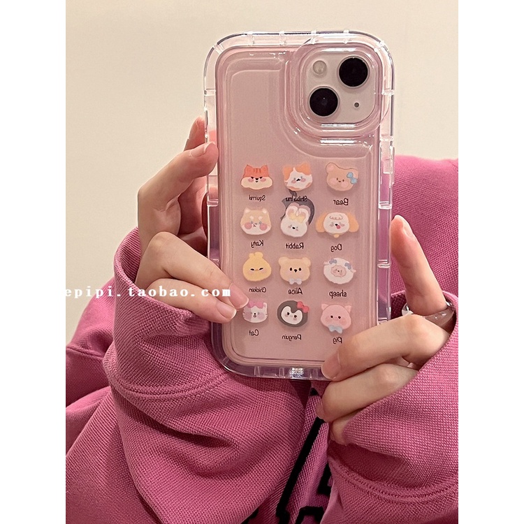 Ốp điện thoại hoạt hình màu hồng xinh xắn cho iPhone14proMax Apple 13 12/11 12promax