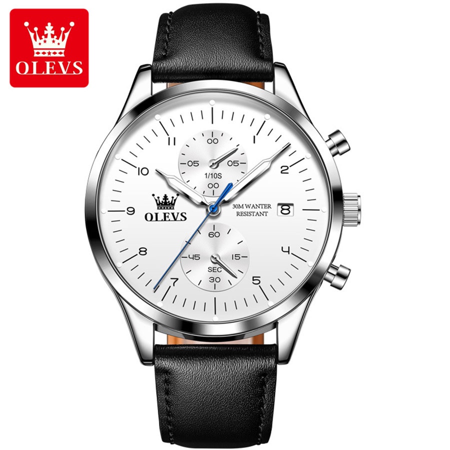 Đồng hồ nam Olevs thạch anh size 40mm,dây da trơn cao cấp,chống nước 30m