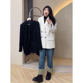 [Bigsize 55 - 100kg] Áo dạ Blazer dạ tweed thanh lịch dáng dài