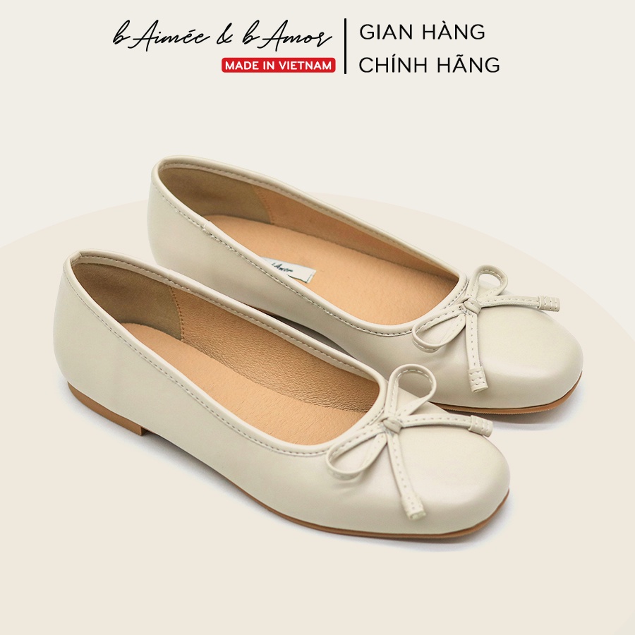Giày bệt nơ nữ Mine Flower Flat búp bê đế bệt mũi tròn đính nơ bAimée & bAmor - MS3002