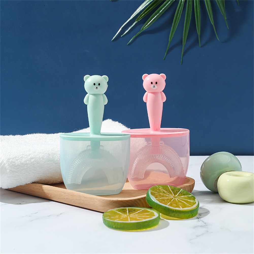 Bàn Chải Đánh Răng Silicone Mềm Hình Chữ U Cho Bé 2-12 Tuổi