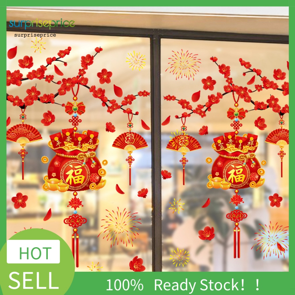 Sticker Dán Cửa Kính Bằng PVC Hình Nhân Vật Năm Mới 2023