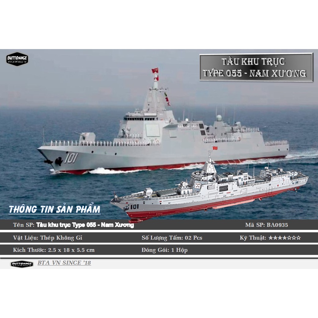 Mô Hình Lắp Ráp 3d Tàu khu trục Type 055 - Nam Xương