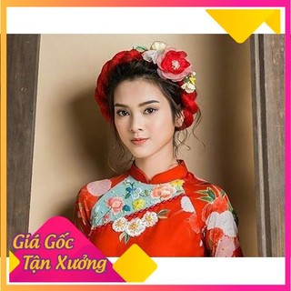 Mấn đội đầu áo dài đẹp, mấn xoắn đính kết