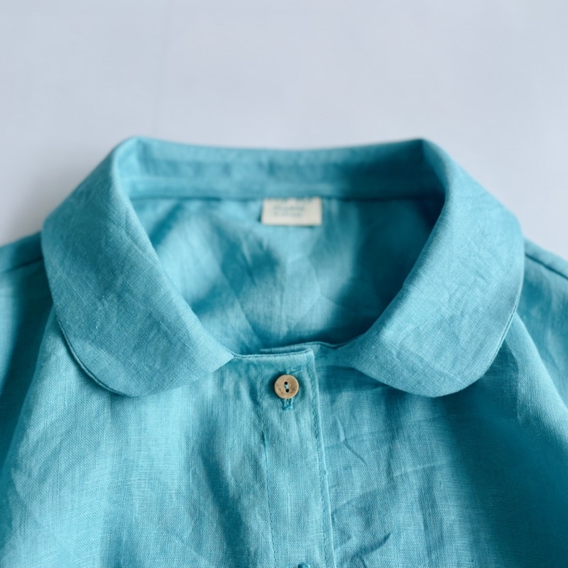 Áo linen tưng bâu sen