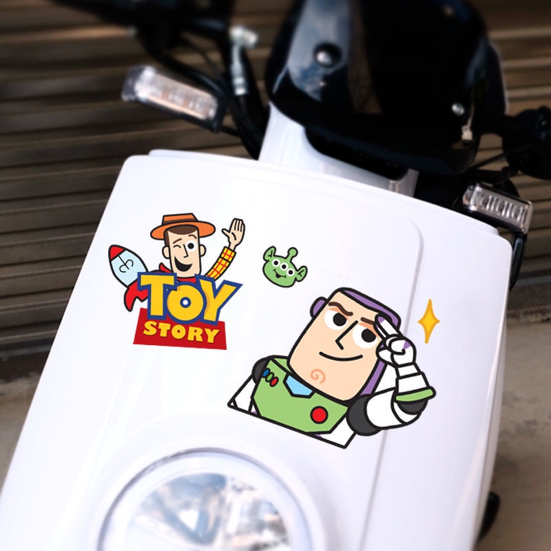 Miếng Dán Trang Trí Xe Mô Tô Điện Họa Tiết Hoạt Hình Toy Story Buzz Lightyear Calf