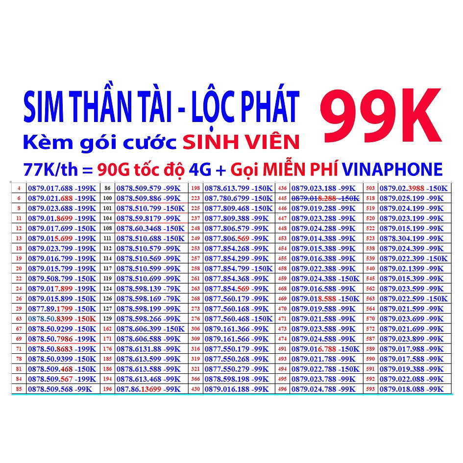 SIM ITEL 4G VINAPHONE  120G/th tốc độ 4G, Sim 4G VINAPHONE