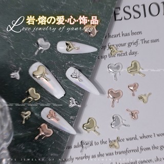 Set 10 charm tim chảy ,charm tim kim loại trang móng