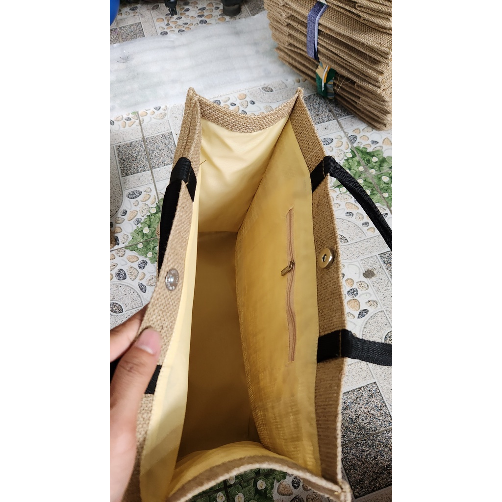 Túi Tote Vải Đay Tự Nhiên Phom Cứng Loại Đặc Biệt, Dùng Trơn Hoặc Để Vẽ Hàng VN Xuất Khẩu