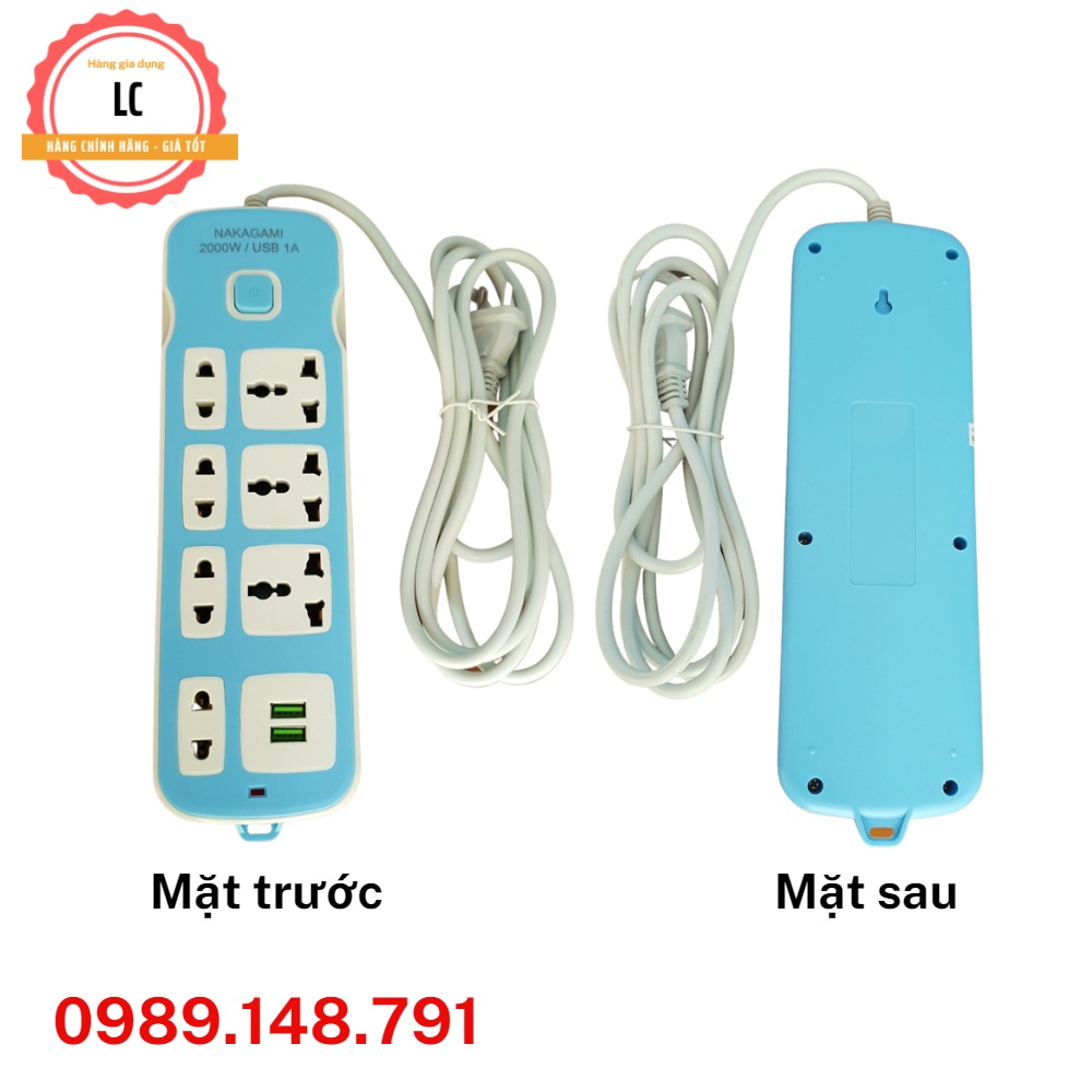 Ổ cắm điện đa năng kết hợp ổ cắm 2 USB Nakagami 2m chất lượng công nghệ Nhật Bản