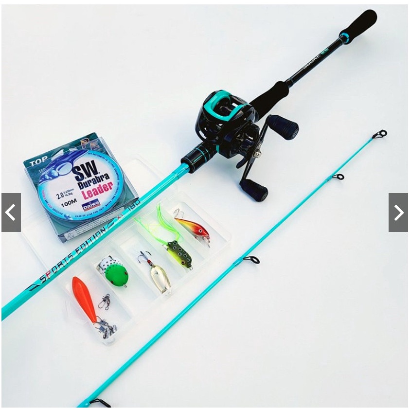 Bộ cần câu lure máy ngang cao cấp souke tặng kèm dây câu lure và bộ mồi câu ak