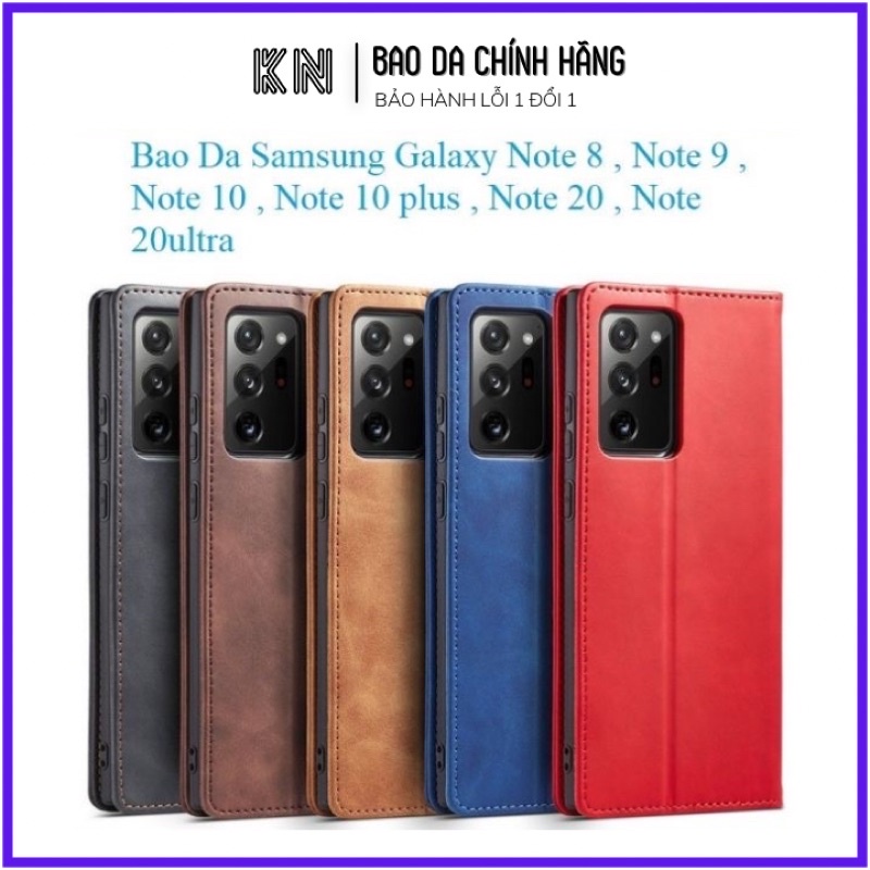 Bao Da Samsung Note 8, Note 9, Note 10, Note 10plus, Note 20, Note 20ultra Nắp Gập Hít Nam Châm Bảo Vệ điện Thoại