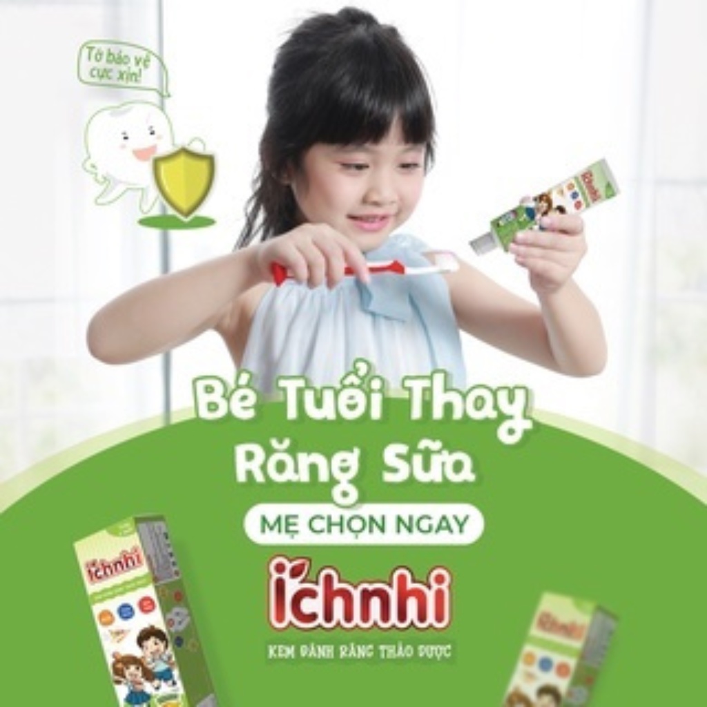 [ Combo 3 tuýp ] Kem đánh răng trẻ em thảo dược Ích Nhi dưa gang tuýp 75g cho bé trên 6 tuổi, chăm sóc răng miệng cho bé