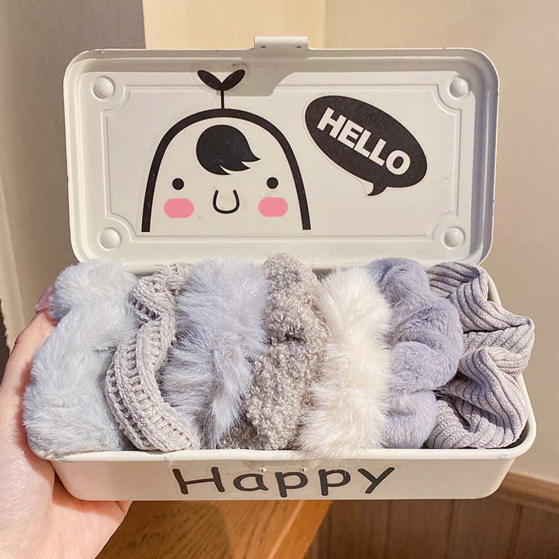 Set Dây buộc tóc vải lông mềm mại phong cách Hàn Quốc dễ thương cho nữ