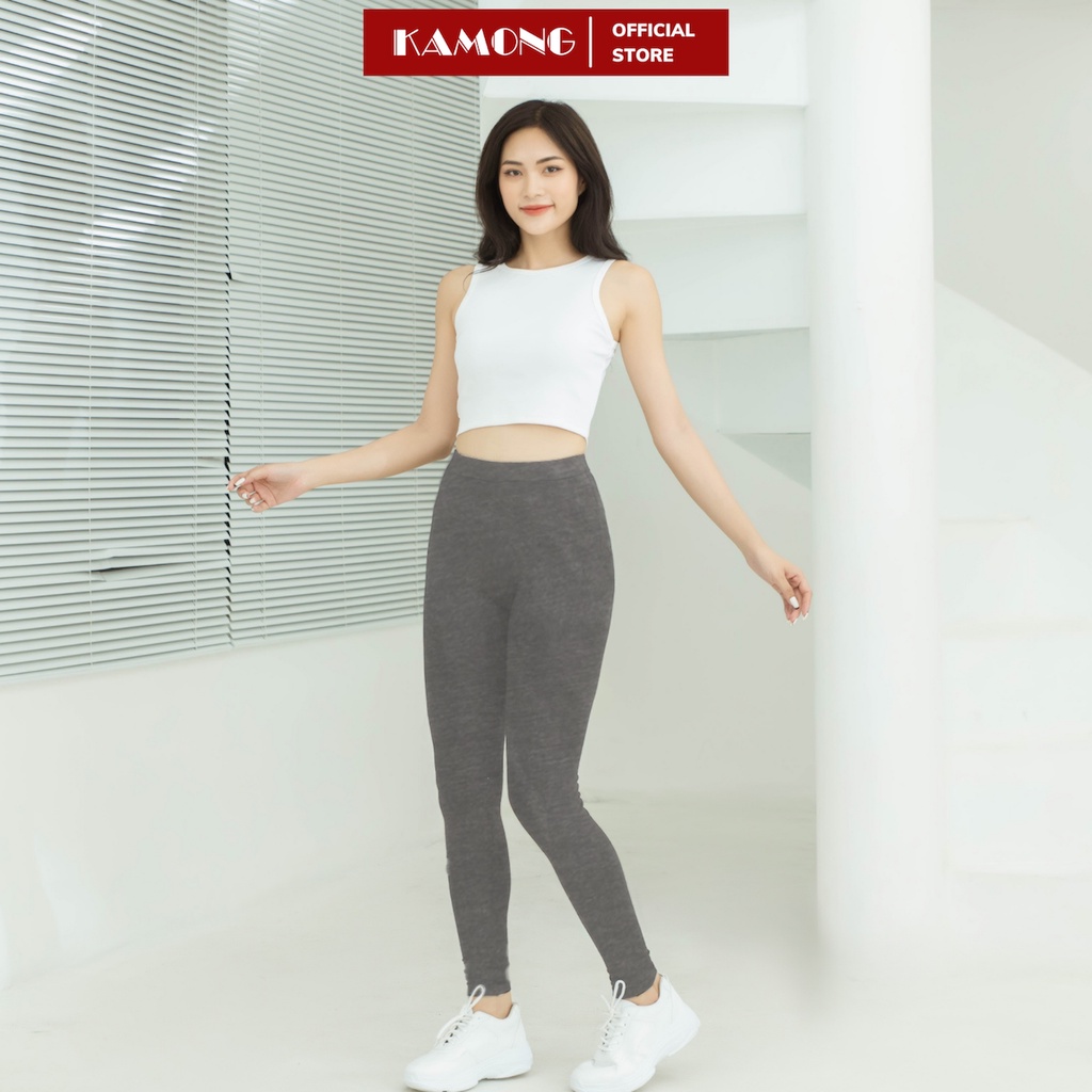 Quần legging dài nữ KAMONG vải cotton dẻo co dãn tốt cạp cao dáng dài LG003