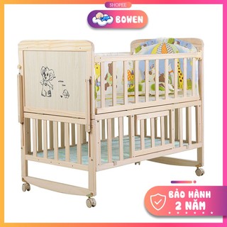 Nôi Cũi Cho Bé Thiết Kế Đa Năng ( Kèm Đệm Sơ Dừa Và Màn ), Cũi Em Bé Gỗ Thông Cao Cấp Kích Thước 108x65x85