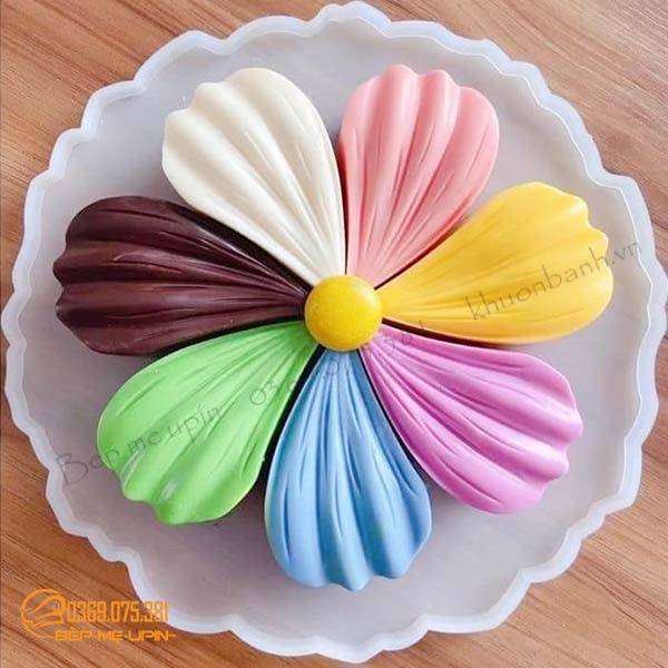 Khuôn silicon hoa 7 màu cánh lớn dày đẹp làm xôi thạch rau câu mouse pudding mâm cúng lễ