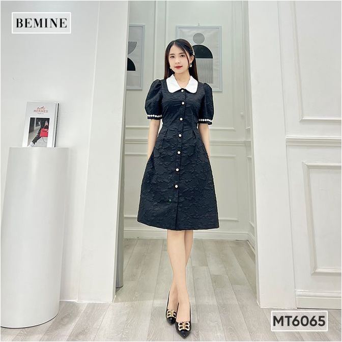 Đầm phối cổ bèo đính nút BEMINE MT6065