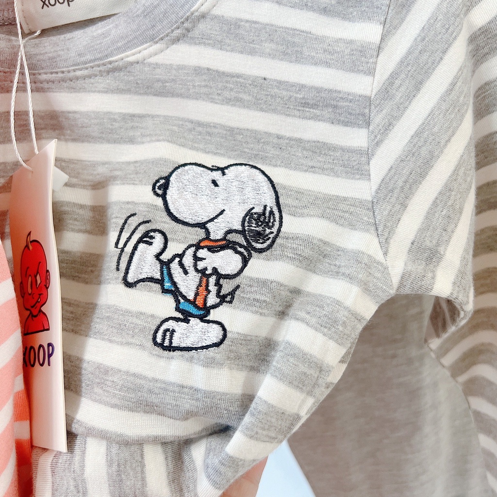 Bộ dài tay  sọc dệt - Bộ dài tay xoop  thêu chó snoopy cho bé ( cân nặng từ 8-19kg) BD25