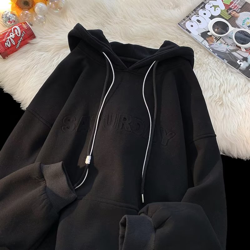 Áo Khoác Hoodie Lót Lông Cừu Dày Dặn Phong Cách Mỹ Thời Trang Thu Đông Cho Cặp Đôi Cỡ M-2XL