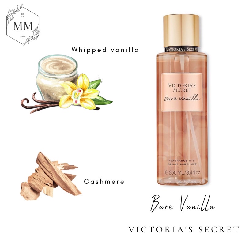 Bộ sản phẩm Xịt Thơm Toàn Thân nhũ Victoria’s Secret Body Mist mùi Bare Vanilla Shimmer fullsize 250ml