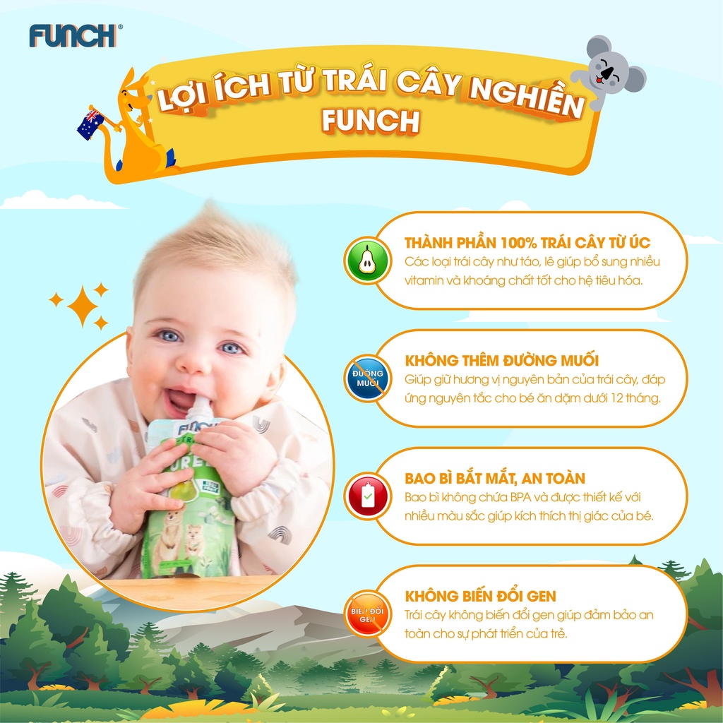 Combo 4 gói trái cây nghiền ăn dặm từ úc thương hiệu funch vị nguyên bản - ảnh sản phẩm 5