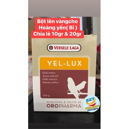 Bột lên màu vàng Yel- Lux ( Bỉ) cho Hoàng Yến( hủ nhỏ lẻ 10g 20g)