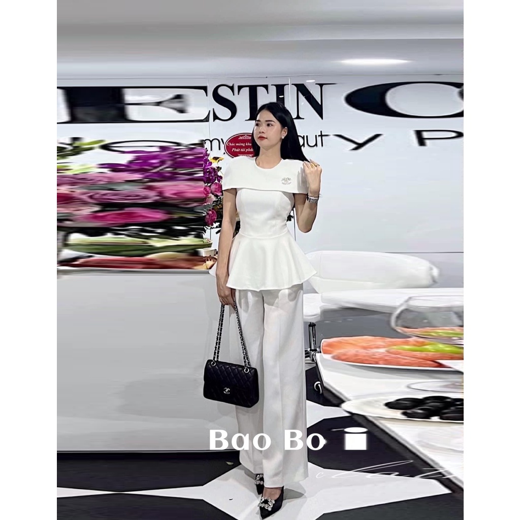 Set peplum cổ vạt tay bồng, set đồ phong đồ phong cách, Bảo Bối clothing