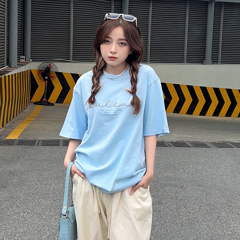 Baby blue T-Shirt - Áo thun unisex xanh baby COULEUR local brand chính hãng 100% cotton - TS03