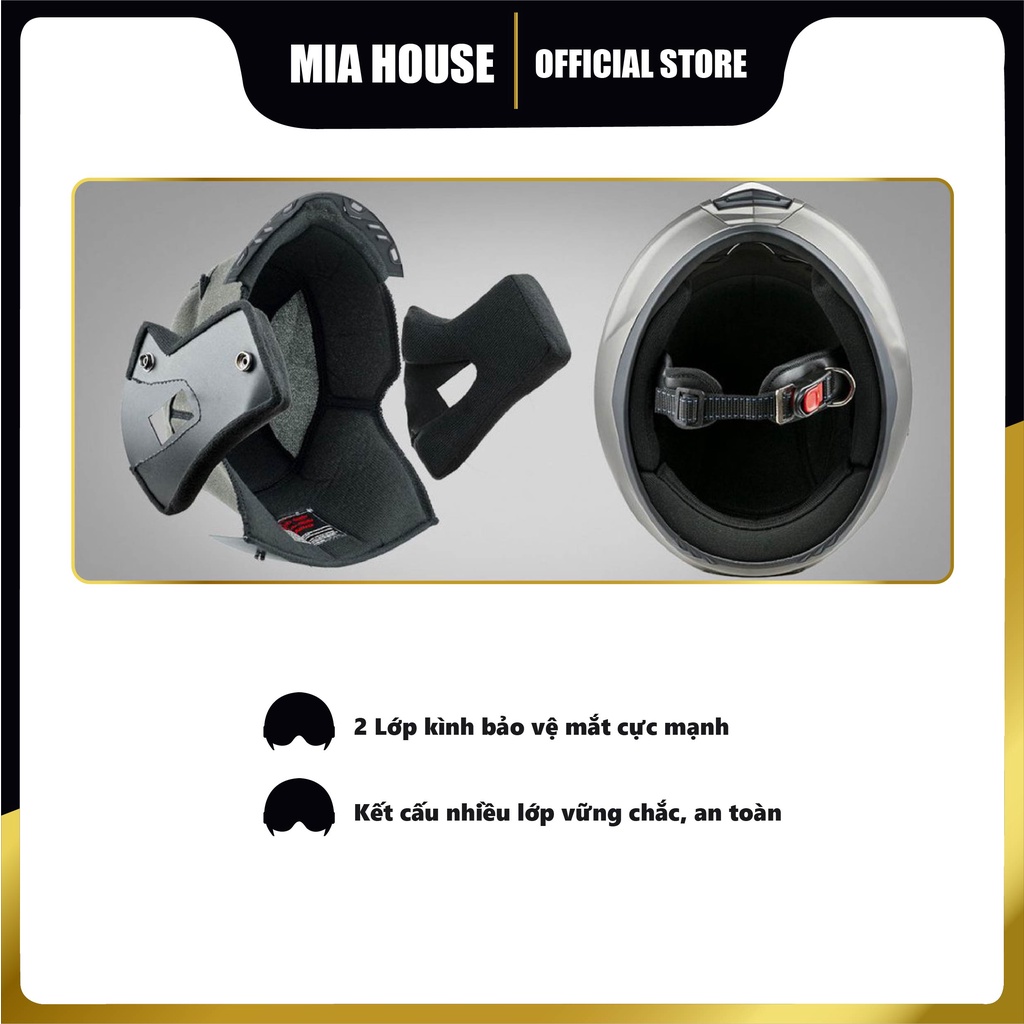 Mũ bảo hiểm trùm đầu fullface 2 kính SUNDA 823 - bảo vệ mắt tối ưu khỏi tia UV