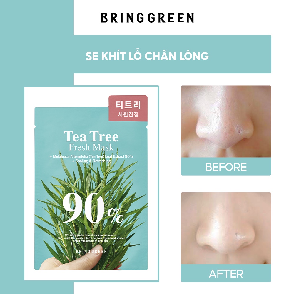 Mặt Nạ Tràm Trà Dưỡng Da Bring Green Tea Tree 90% Fresh Mask 20g (10pcs/pack)