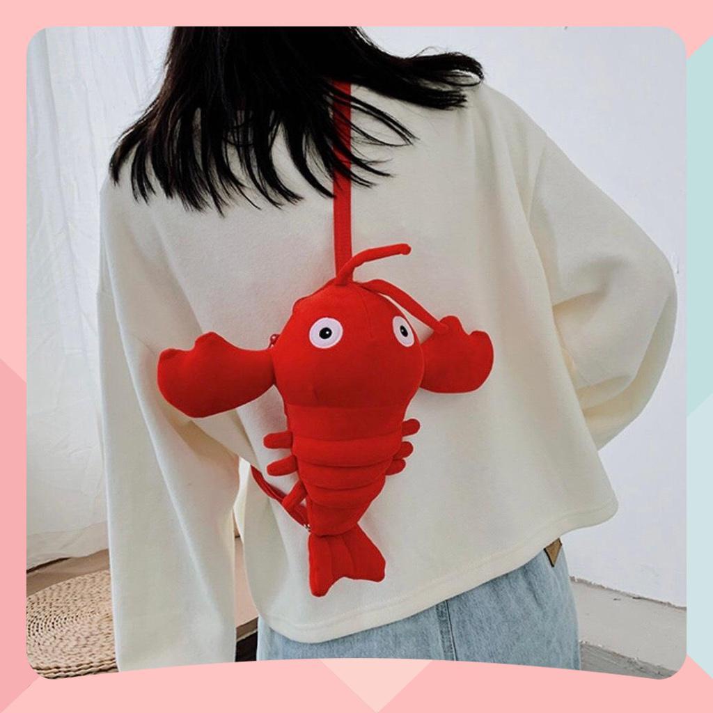 Túi Đeo Chéo Gấu Nhồi Bông Hình Con Tôm - Túi Đeo Vai Con Tôm Xinh Xắn