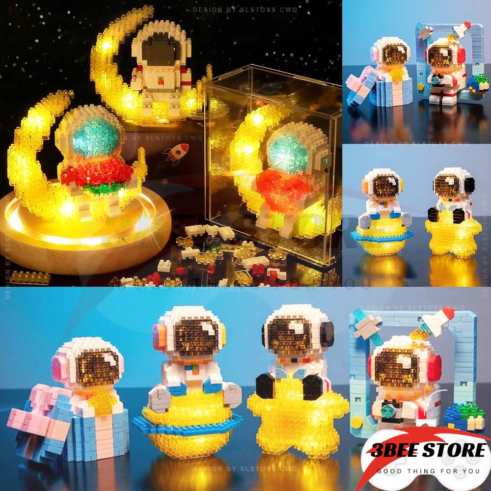 Lego mini phi hành gia vũ trụ phát sáng, lego mô hình nhân vật hoạt hình, đồ chơi giáo dục 3beehome