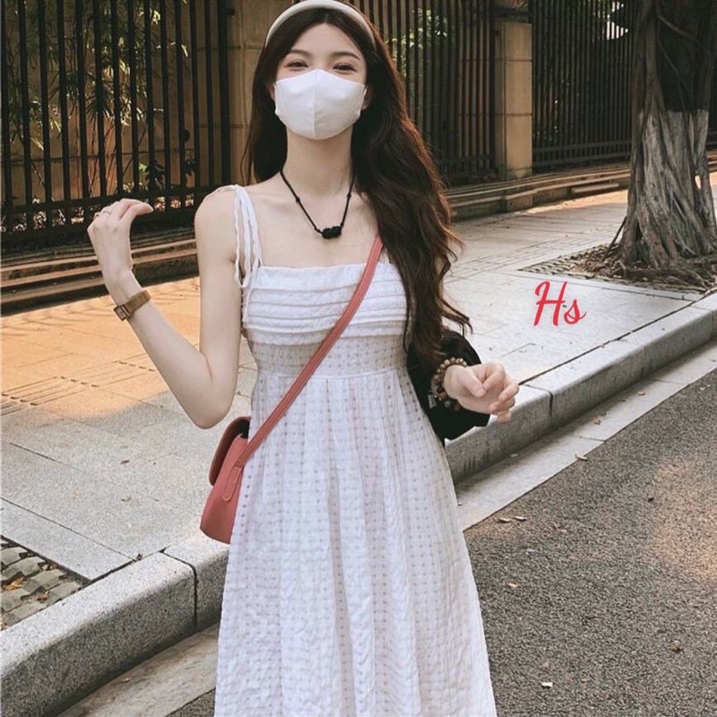 Set Váy Tiểu Thư 2 Dây Xốp Mix Khoác Tăm Đen -1999hnstore