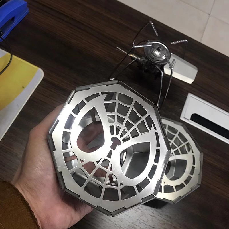 Tấm Chắn Gió Bếp Gas Cắm Trại Bằng Inox Hình Lục Giác Tiết Kiệm Năng Lượng