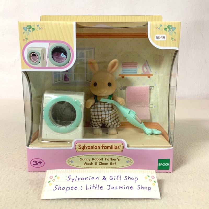 Máy giặt búp bê thỏ + Máy hút bụi Sylvanian Sunny Father Wash & Clean Set: Nhà búp bê