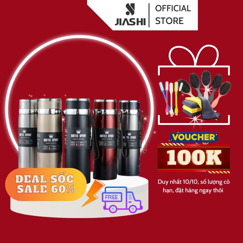 Bình giữ nhiệt JIASHI cao cấp có nắp lọc trà,Bình giữ nhiệt lớn tiện lợi lõi inox 304 4 lớp không gỉ 800 và 1000ml-BGN02