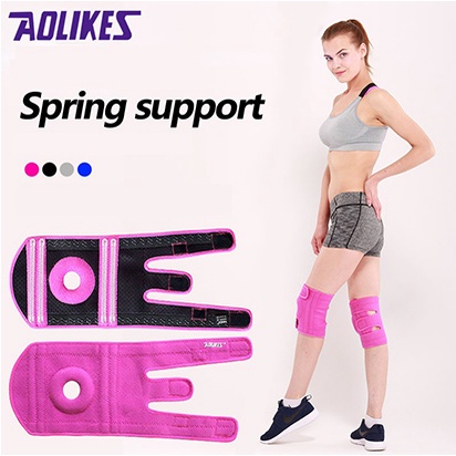 Băng Đầu Gối Silicon Thể Thao, Bó gối tập Gym 4 lò xo trợ lực Aolikes A-7618