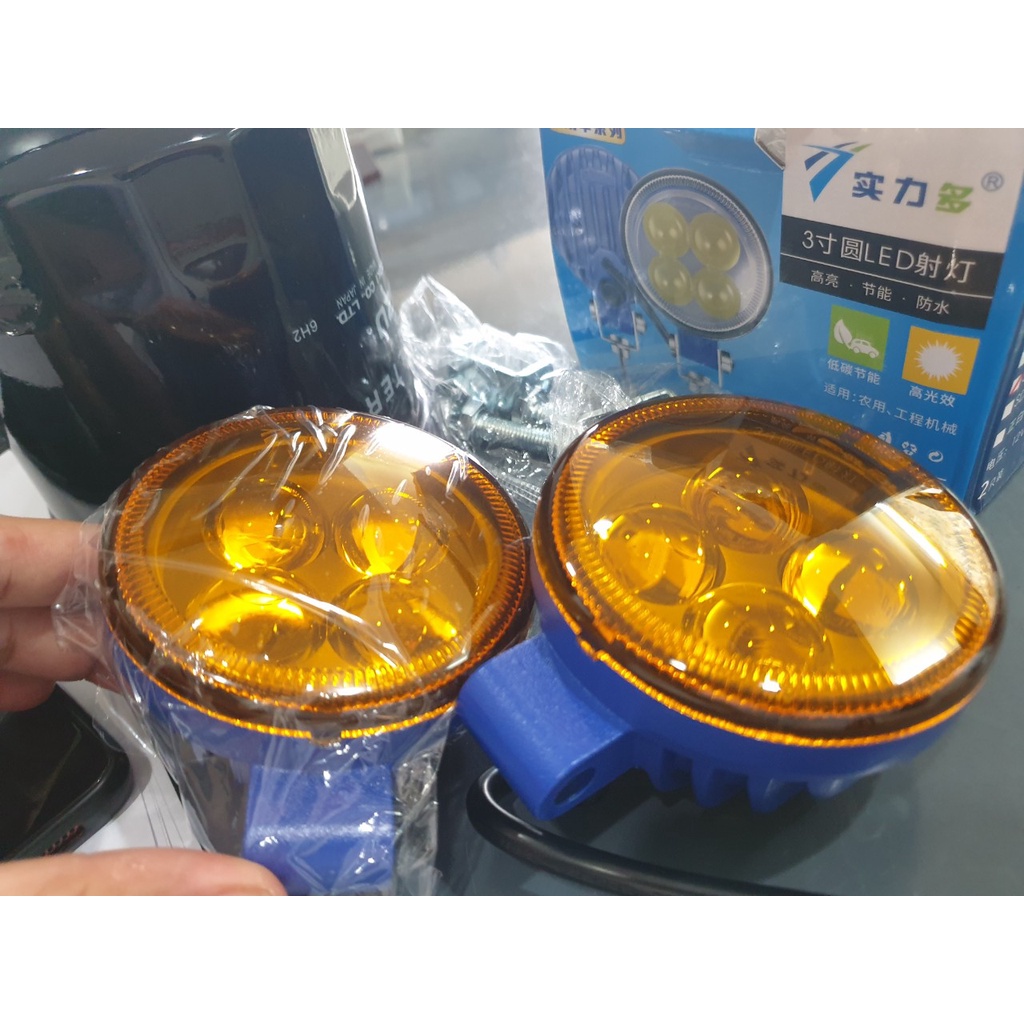 Đèn cản led tròn vàng, đèn sương mù led tròn, đèn pha 3 inchs, đèn cản samco, đèn sương mù samco 12-36V