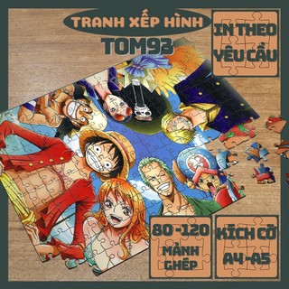 Tranh xếp hình one piece băng mủ rơm 120 mảnh khổ A4,A5.
