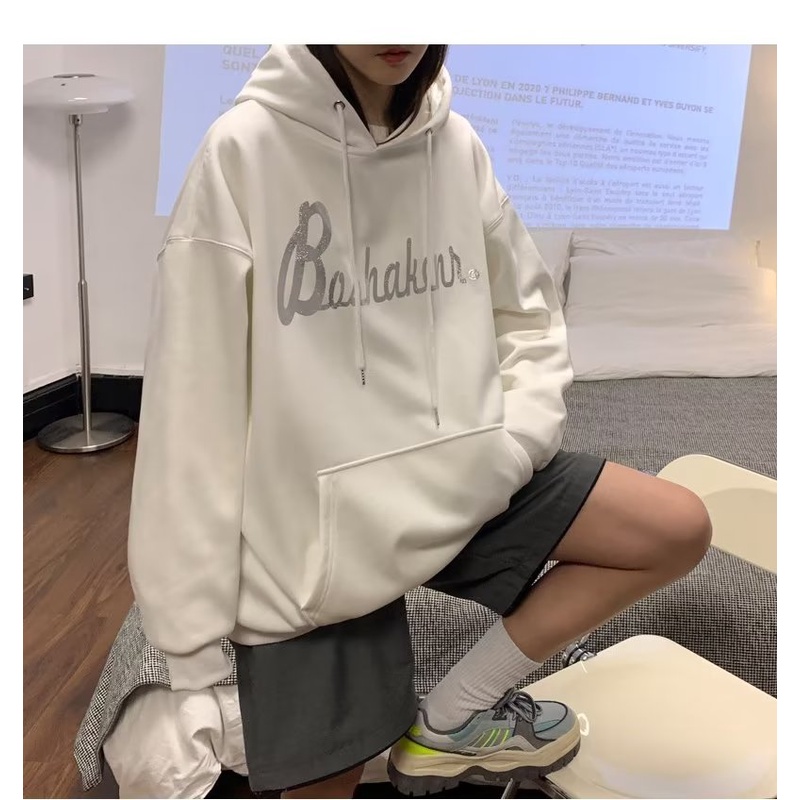 Áo hoodie Dáng Rộng Có In Chữ Thời Trang Phong Cách Hàn Quốc Cho Nam / Nữ